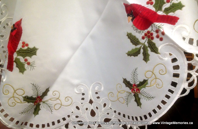 Christmas Red Carnival Embroidered Tablecloths