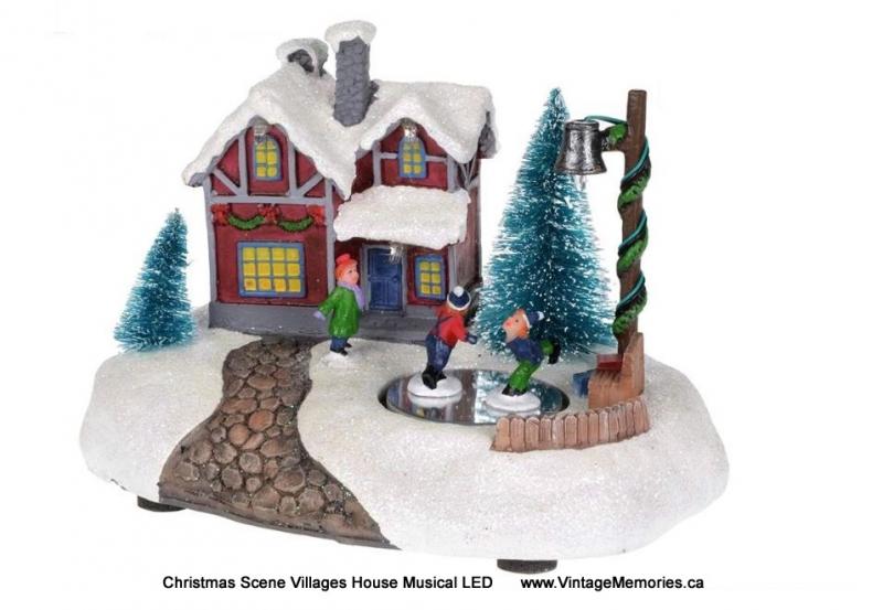 Christmas Scene Villages House Musical LED