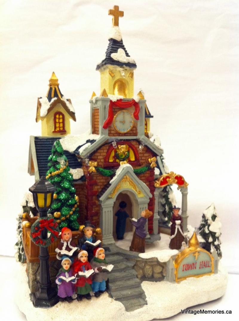 Christmas Village Scene church singing
