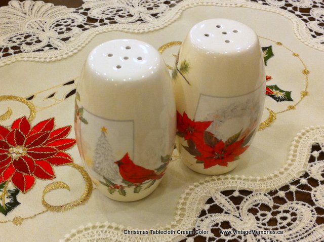 Christmas tablecloth cream color