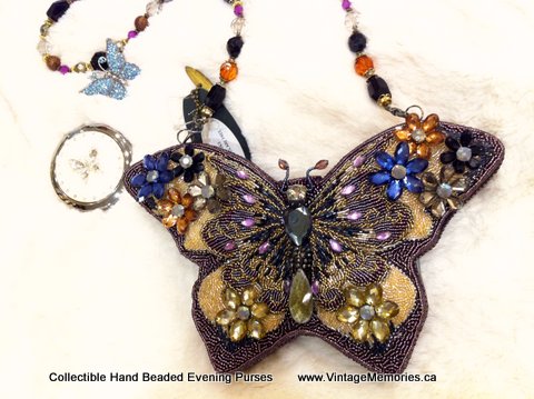 Collectible Hand Beaded Evening Purses with butterfly