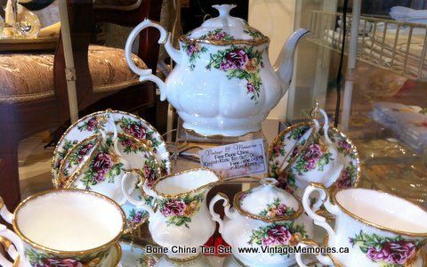 English rose bone china tea set