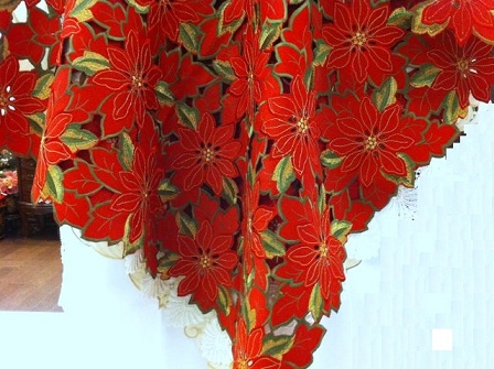 Poinsettia Tablecloth solid red