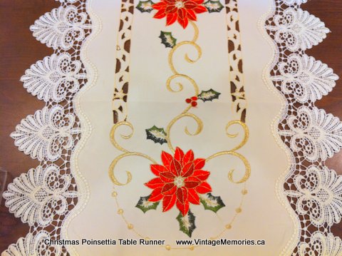 Red Poinsettia table runner